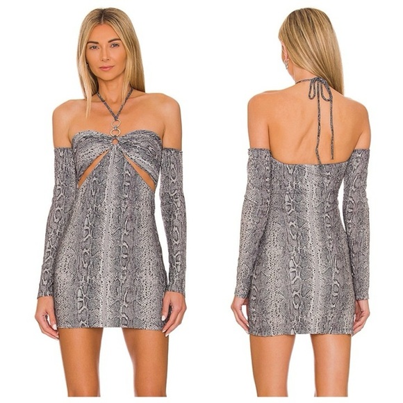 Camila Coelho Enia Mini Dress in Gray Snake - Picture 1 of 7